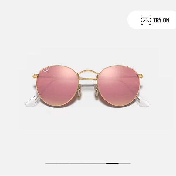 Ray-Ban Gold Sunglasses Round - Picture 1 of 2